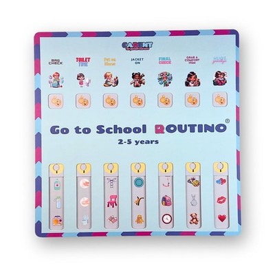 ROUTINO Go-to-School Routine Chart for Kids 2-5 Years Visual Schedule with In...