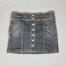 Gap Vintage Jean Skirt Womens Size 12 Blue Denim Snap Button Front Y2K Pockets