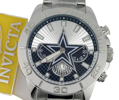 NEW INVICTA 47932 DALLAS COWBOYS NFL STEEL QUARTZ CHRONOGRAPH MENS
