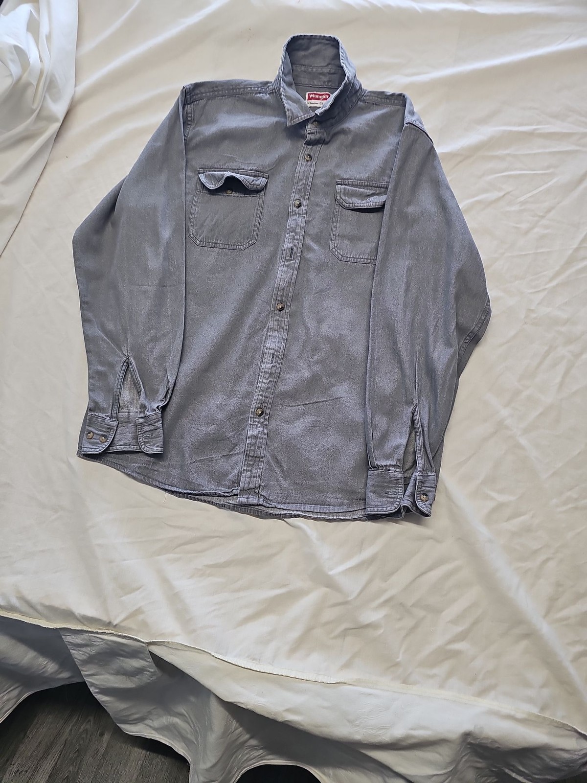 Wrangler Premium Quality Grey Denim Work Shirt Large YY1185 image 4