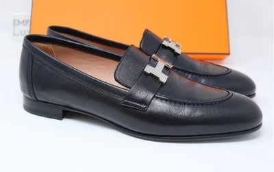 Hermes black leather paris loafers Size 38 | eBay