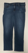 GAP Women Classic Straight Mid Rise Blue Jeans Stretch Size 33  16R