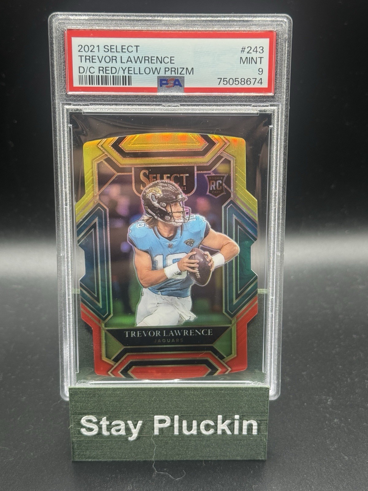 2021 Panini Select Trevor Lawrence #243 Red & Yellow Prizm Die-Cut (RC) PSA 9
