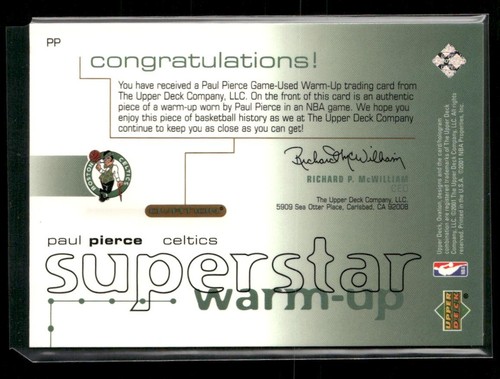 2001-02 Upper Deck Ovation #PP Paul Pierce Superstar Warm-Ups - Picture 2 of 2