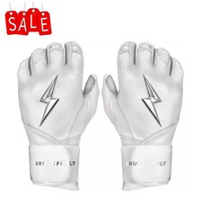 BRUCE BOLT Men's Chrome Series Long Cuff Batting Gloves- Color White
