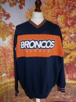Denver Broncos NFL Spell Out blau orange Fleece Sweatshirt. UK Herren Gr. XL