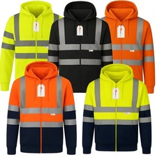 Hi Vis Zip Hoodie Fleece Lined RIS-3279-TOM Rail Safety Workwear Jacket PPE UK