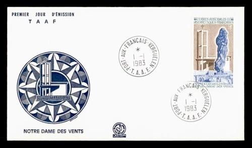 DR WHO 1983 FRENCH ANTARCTIC FSAT FDC NOTRE DAME CACHET KERGUELEN 1.40 w29420