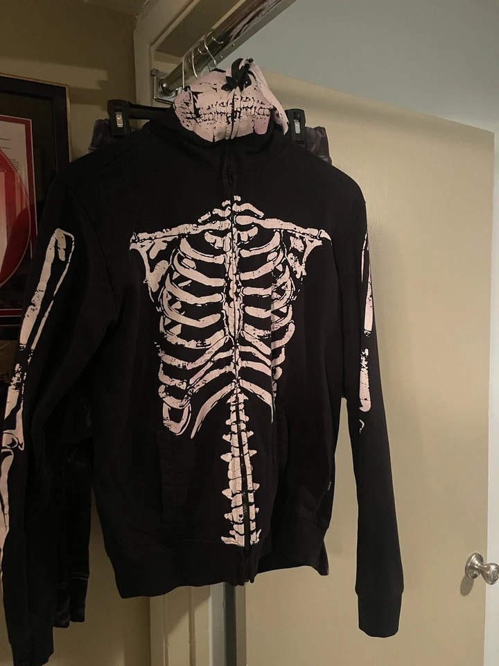 xxxRUDE Hot Topic Skelton полный молнии толстовка с капюшоном - Изображение 2 из 4