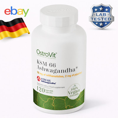 OstroVit KSM66 Ashwagandha VEGE 120 Kapseln 200mg 5 Vitanolide Vegan Piperin Pro