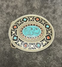 Bergamot Belt Buckle Turquoise Enameled Southwest Style Vintage 1999 USA G-257