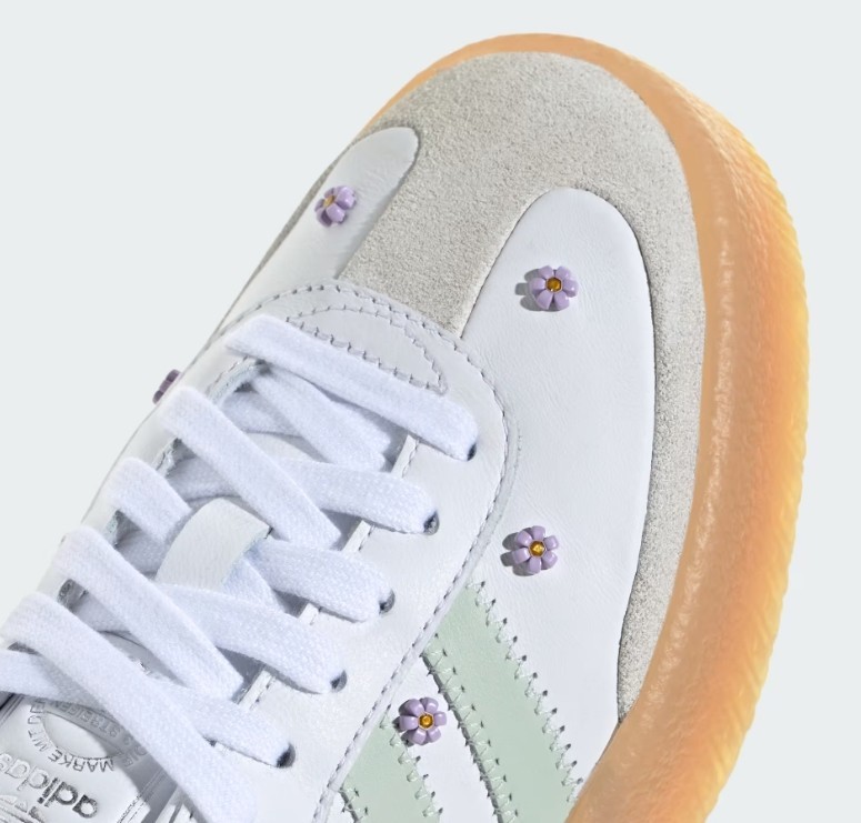 New Adidas Women's Sambae Floral Shoes - White/ Linen Green