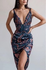 Averie Halley Dress Medium Floral Whimsygoth Vampire Corset Slit Ruched Goth Fit