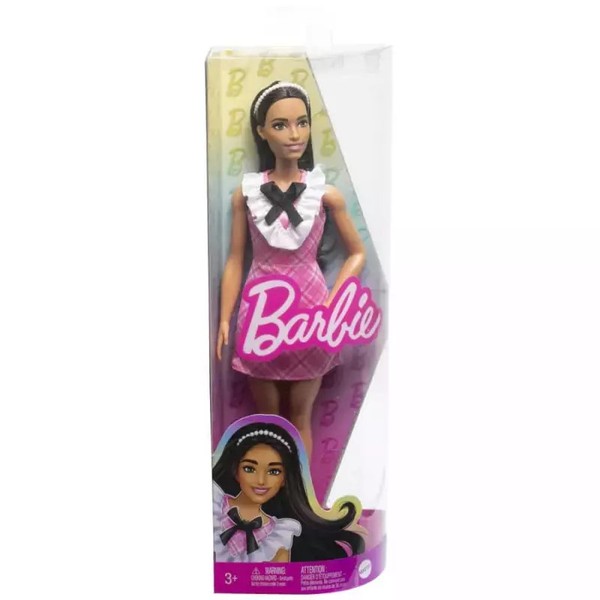Barbie. HJT06 Fashionistas. Lalka W RóżOwej Kraciastej Sukience Barbie-image