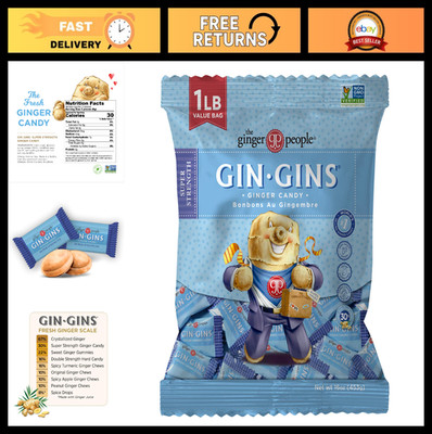 Super Strength Ginger Candy - Natural, Individually Wrapped, 1 lb Bag (16oz)