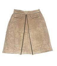 Vintage Maxima Wilsons Suede Tan Leather A-Line Midi Skirt Women's Size 12