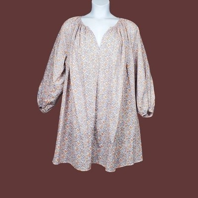 H&M Womens Blue Orange Ditsy Floral Cotton A-Line Mini Dress Size XXL NWT