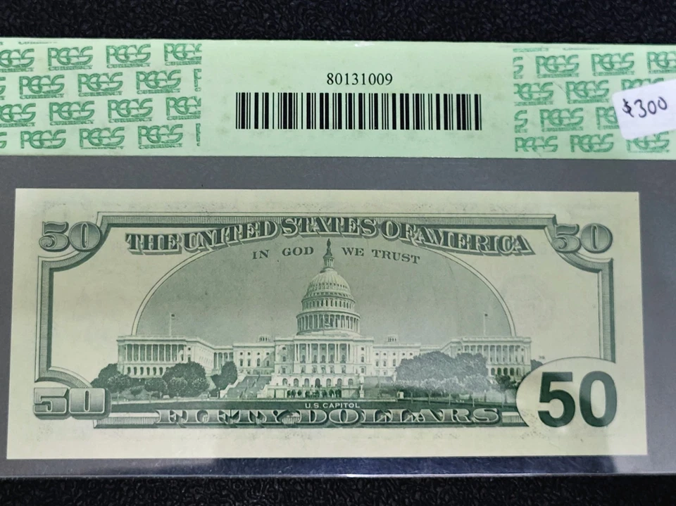 2001 50 Dollar STAR  Note 🌟 PCGS Gem New 66 PPQ - Low Serial # 00000381* - Image 3 of 3