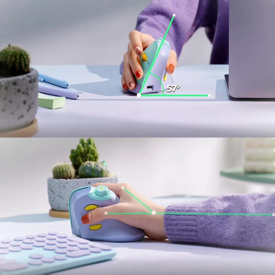 Ergonomic Vertical Wireless Mouse, Rechargeable, USB + Dual Bluetooth, MOU- - Image 4 of 4