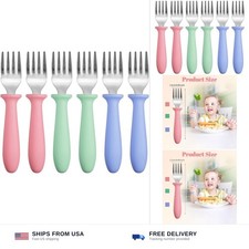 Pimoys 6-Pack Toddler Forks, 18/8 Stainless Steel with Plastic Handles