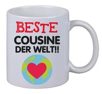 "Kaffee Tasse \"Beste Cousine Der Welt\" Becher Kaffebecher Merry X-Mas Christmas"