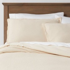 Twin/Twin Extra Long Washed Waffle Weave Duvet Cover and Sham Set Natural