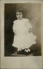RPPC Pretty Edwardian toddler bows shoes 1904-18 vintage real photo postcard