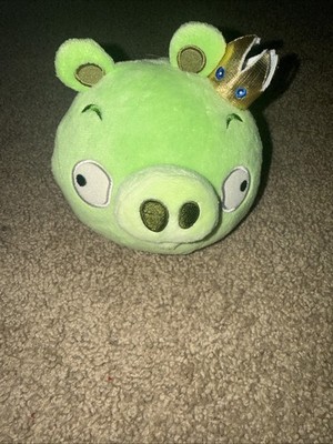 Angry Birds 8  Green King Pig Stuffed Plush Toy Crown Rovio Commonwealth VG