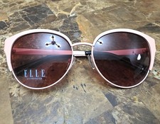 ELLE Women Cat Eye Sunglasses Pink Metal Frame Brown Tinted UV 56-17-141