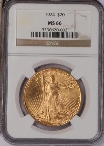 1924 Gold St. Gaudens Double Eagle $20 NGC MS66