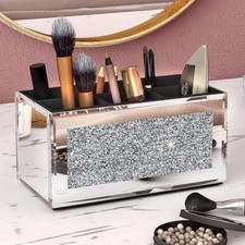Makeup Brush Holder Organizer with Crushed Diamond 6 Slots 8.3 x 4.3 x4 inches