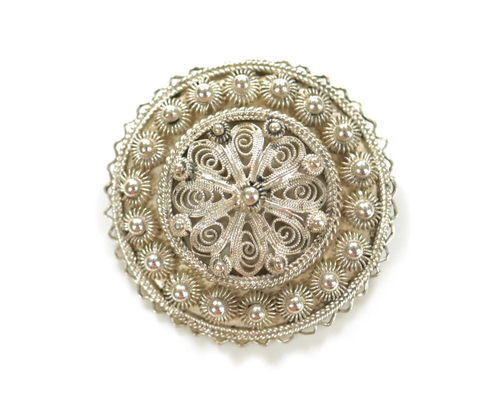 filigrane, alte Brosche - David Andersen - Christiania 1885 - 830er Silber - Afbeelding 1 van 8