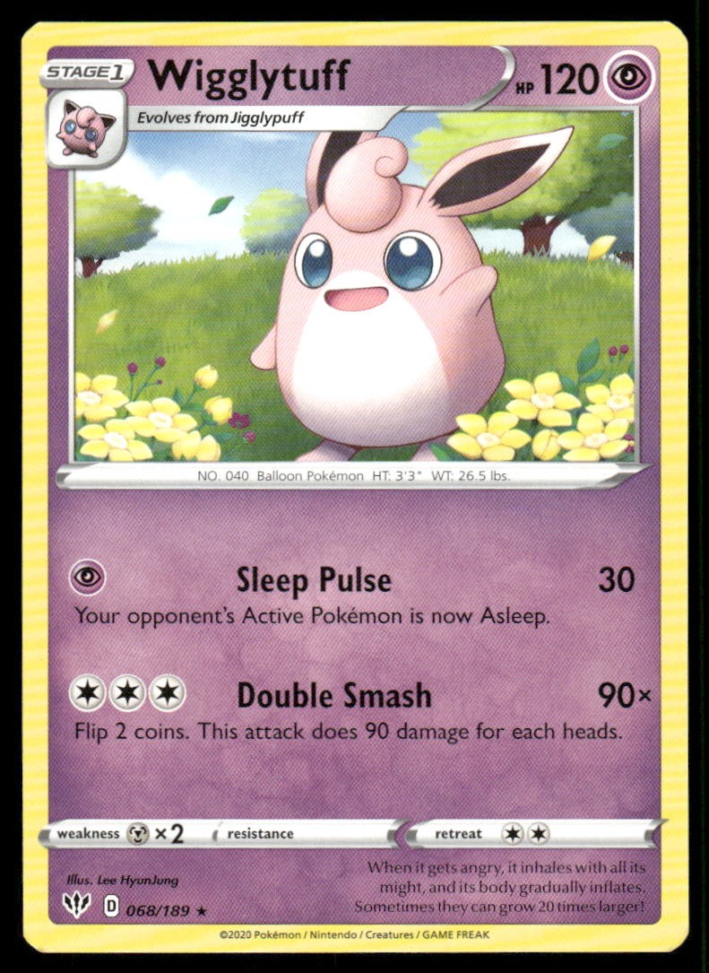 Wigglytuff 068/189 Rare Darkness Ablaze Pokemon Lightly Played