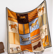 100 Silk Mulberry Square Scarf Shawl Bandann horse Print 35    Neckerchief wrap