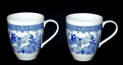 Rare Calamityware 2 White & Blue Things Could Be Worse 16 oz Mugs Don Moyer