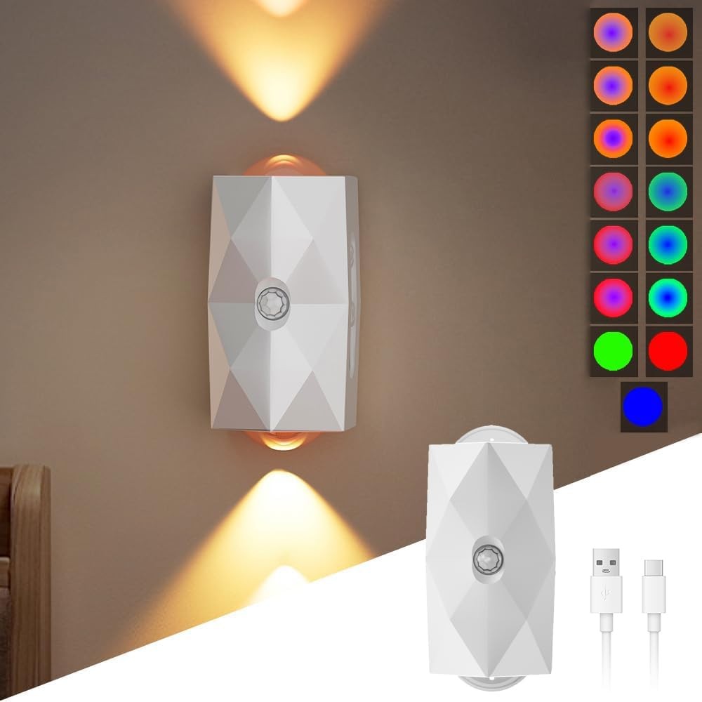 Lampe murale sans fil intérieure en aluminium brossé avec capteur intégré