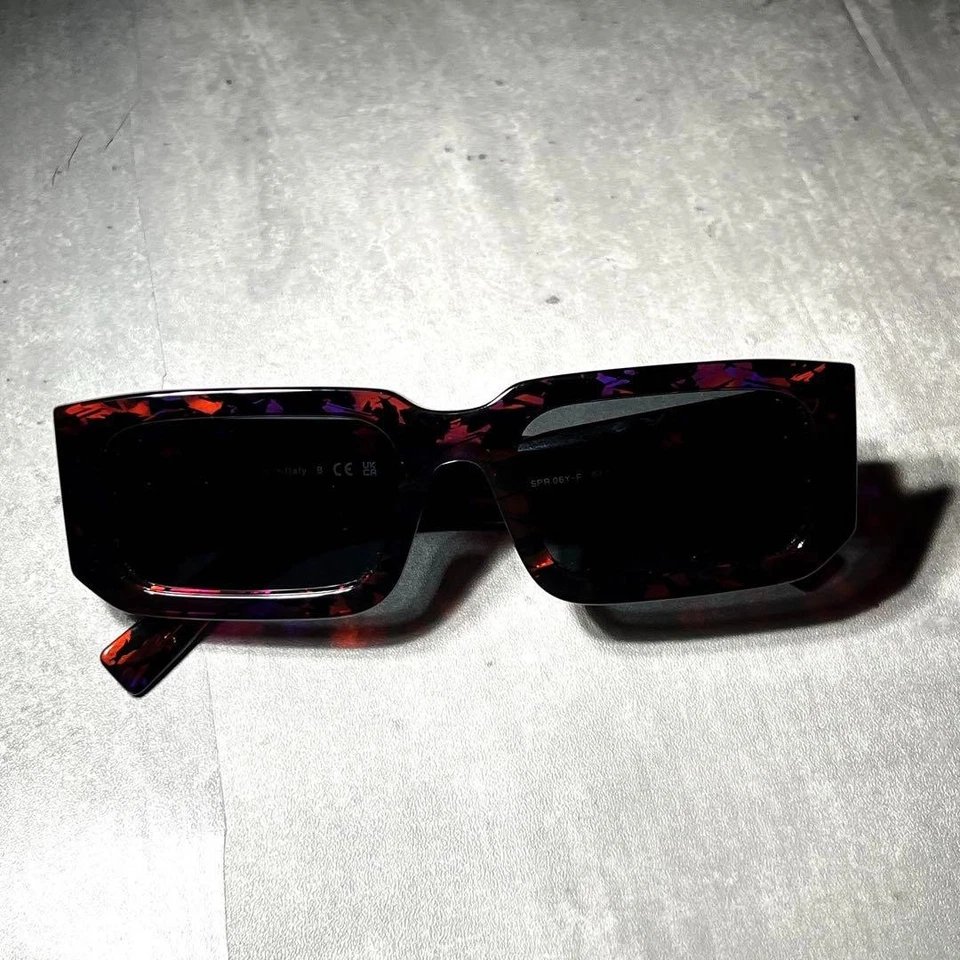 PRADA SPR06Y-F Symbol Red Blue Tortoiseshell Square Sunglasses Made in Italy w/C - Image 3 of 4