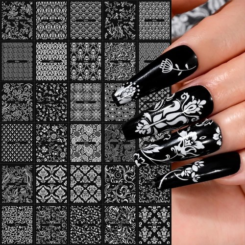 30 Sheets White Nail Art Stickers 3D Self Adhesive Lace Flower Nail Stickers - Picture 5 of 7