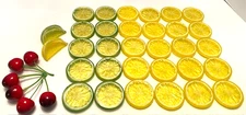 Set of 38 Yellow Lemons/Green Limes/Red Cherries Plastic Fruit Home Decor