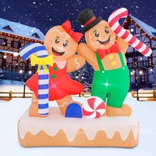 6 FT Christmas Inflatable Outdoor Decoration,Blow Up Gingerbread Man Couple H...