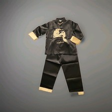 Boys Traditional Chinese Tang Suit Kids Dragon Embroidery Outfits Satin Size 6-8