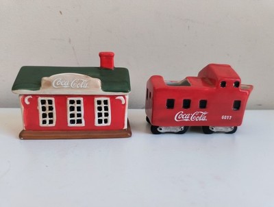 VINTAGE SAKURA 2002 Coca-Cola Hand Painted Cream Sugar School Bus Train Car Coke