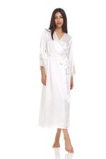 Flora Nikrooz Stella Long Robe Lace Sleeve Detail Women s S/M Bridal Nightime