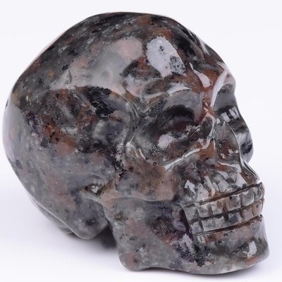 2 Inch Flame Yooperlite Stone Crystal Skulls Decor,Human Skull Sculpture Statues
