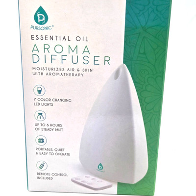 Pursonic Essential Oil Aroma Diffuser 7 LED Color w/Remote -oils sold seperately