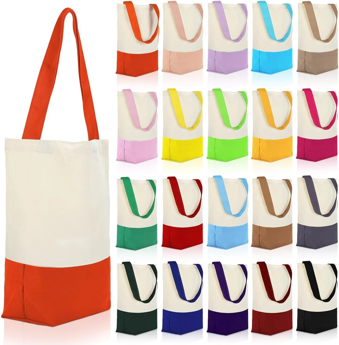 Silkfly 20 Pcs Canvas Tote Bags Bulk Heavy Duty 14 x 4 x 17 Inches  Cotton