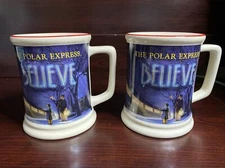 The Polar Express Believe Mugs Coffee Cups Hot Chocolate 14 Ounce Set Of 2