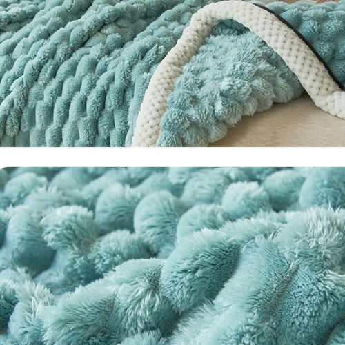 Thick Coral Fleece Reversible Throw Blanket,Flannel Warm Thick Blanket - Picture 4 of 15
