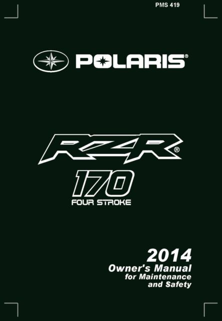 Polaris Owners Manual Book 2014 RANGER RZR 170 Four Stroke | eBay