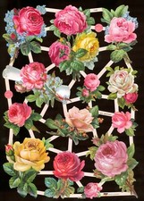 VICTORIAN STYLE DIE CUT PAPER SCRAPS MIXED ROSES ef7448 GERMANY